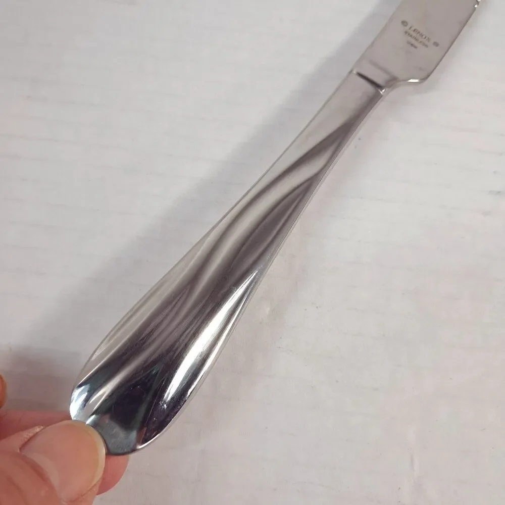 Lenox POOL Dinner Knives SET 4 Stainless 18/10 Flatware steak knife‎ wavy lines